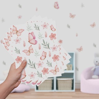Adesivo de Parede Borboletas e Flores Decoração Delicada para Quarto Infantil Feminino em Oferta na Shopee