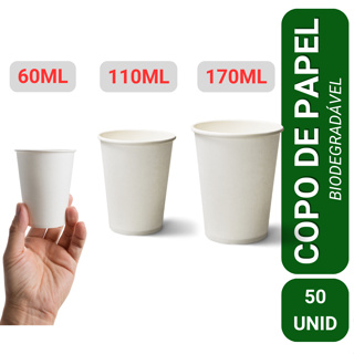 Copo de Papel Ecológico | 50 unid | 3 Tamanhos para Café, Água e Chá em Oferta na Shopee