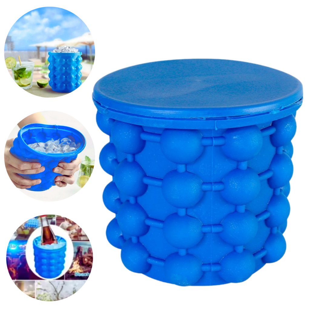 Mini Balde de Gelo Silicone Térmico Bebida Gelada Estilo Portátil Verão Praia Balde Congelar Cooler Suporta 120 Cubos