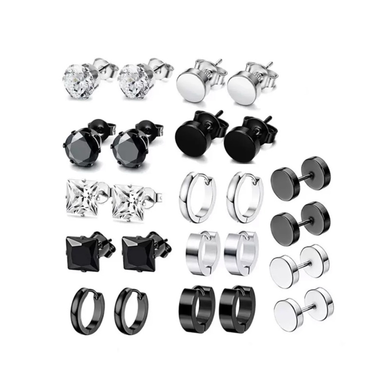 12 Pares Strass Brincos Aço Inoxidável Para Jóias Presente E Para A Elegante