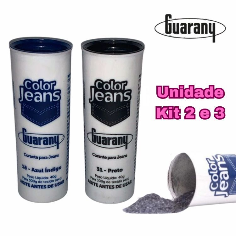 Corante Guarany para Jeans 40g Kit Unidade Tinta Tintura Tingir Roupa em Oferta na Shopee