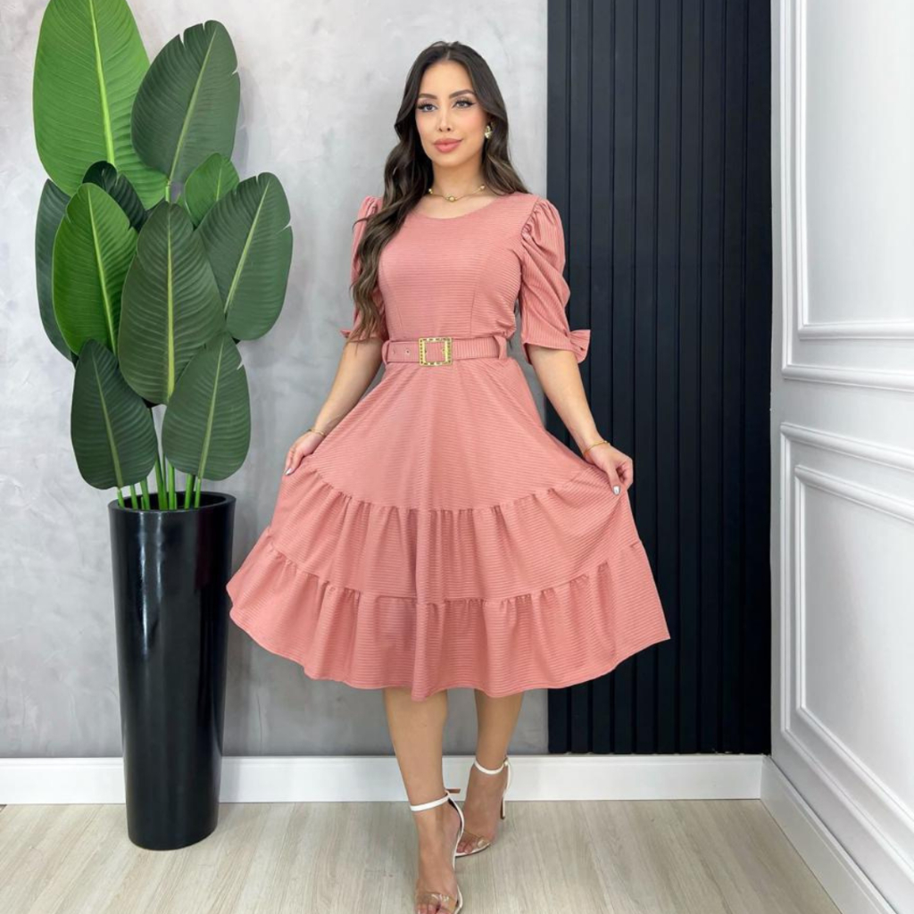 Vestido Gode  Malha Canelada 3 marias feminino evangelico em Oferta na Shopee