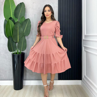 Vestido Gode  Malha Canelada 3 marias feminino evangelico em Oferta na Shopee