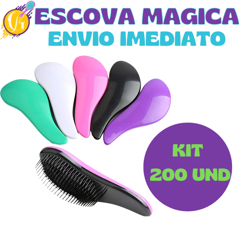 Kit 200 - Escovas Mágicas pra cabelo - Anti Frizz - De Desembaraçar Cabelo - Glamour Feminino em Oferta na Shopee