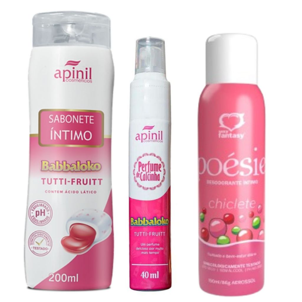 Desodorante íntimo, Sabonete íntimo e Perfume de Calcinha kit com 3 - AROMA CHICLETE em Oferta na Shopee