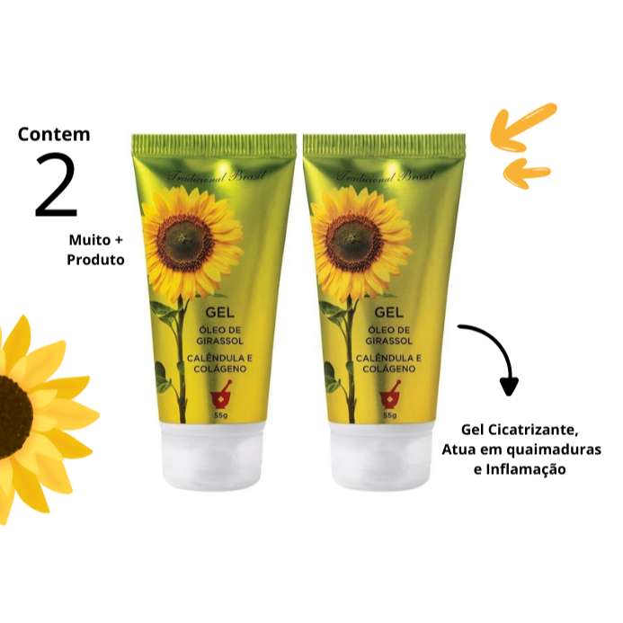 Kit 2 Gel Cicatrizante Óleo de Girassol, Calêndula E Colágeno  Atua Contra Queimaduras e Inflamações em Oferta na Shopee