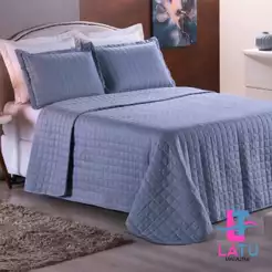Colcha Cobre Leito 400 Fios Percal Dupla Face Com Porta Travesseiros Queen 3 Peças Matelado Bordado