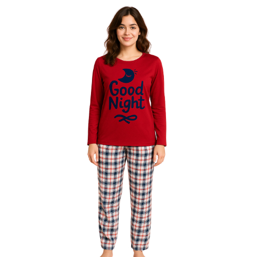 Pijama Feminino Estampado Manga Longa Tecido Suede Outono Inverno Quentinho Tamara