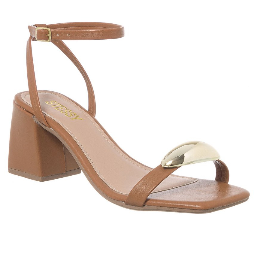 Sandália Feminina Casual Enfeite Metalizado Lesma Saltinho Leve Verão Confortável Marrom em Oferta na Shopee