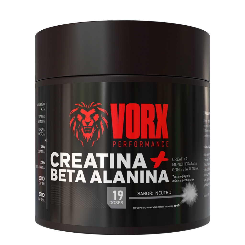 Creatina + Beta Alanina 150g Vorx - Pré Treino - Creatine - Creatina com sabor