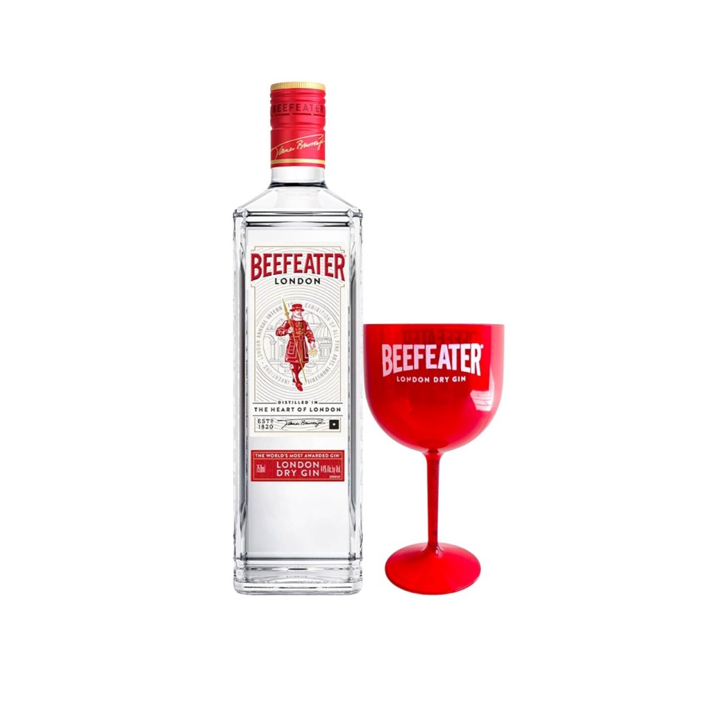 Kit Gin Beefeater London Dry 750ml + Taça em Acrílico em Oferta na Shopee