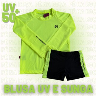 Conjunto Kit Sunga infantil e Blusa com Proteção solar diversas cores sunguinha em Oferta na Shopee