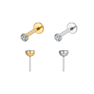 Piercing Aço Cirúrgico Push Pin com Pedra Cristal Zircônia Helix, Tragus, Conch, Nariz, Outros. em Oferta na Shopee