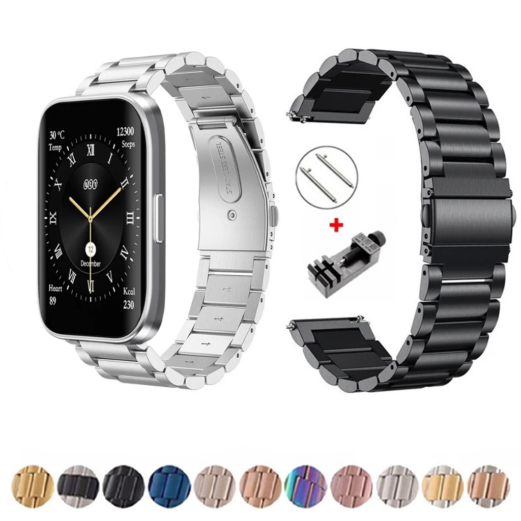 Pulseira de 22mm Metal Elos de aço inox para Smartwatch Qcy Gs Urban S9 de Engate Rapido