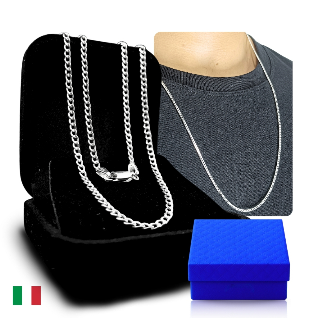 Prata 925 Corrente Grumet Legítima Italiana Cordão Correntinha Masculina 2mm Elo 1x1 em Oferta na Shopee