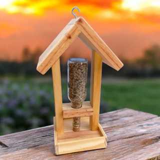 Alimentador de Passaros Decoração Jardim Comedouro Passarinho Madeira Garrafa Casinha de Passarinho em Oferta na Shopee