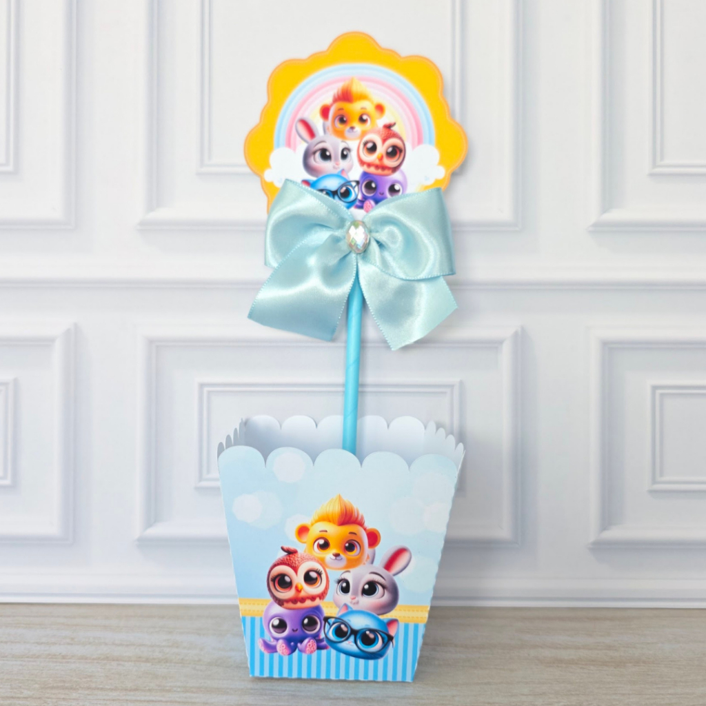 Centro de Mesa Bolo Fofos Enfeite de Mesa Personalizado para Festa Infantil Lembrancinha ( PEGUE E MONTE)