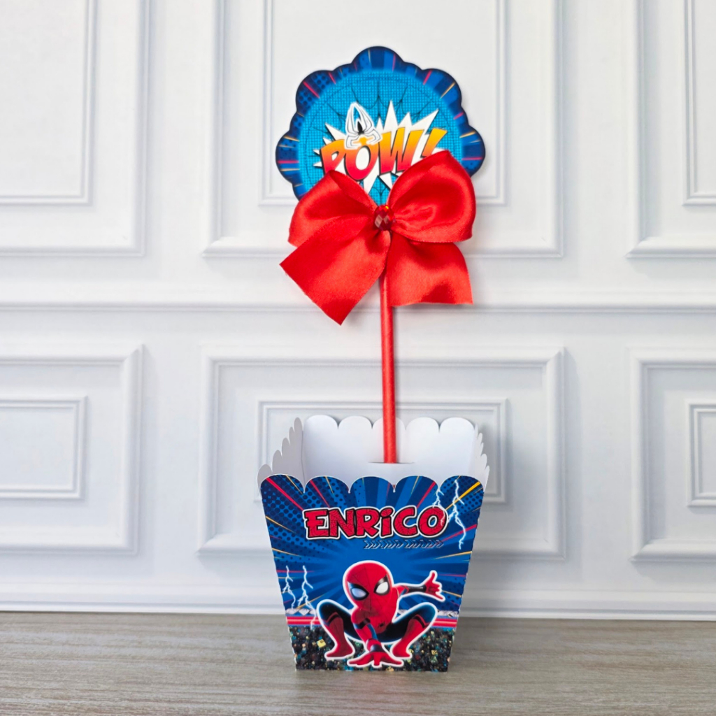 Centro de Mesa Homem Aranha Enfeite de Mesa Personalizado para Festa Infantil Lembrancinha ( PEGUE E MONTE)