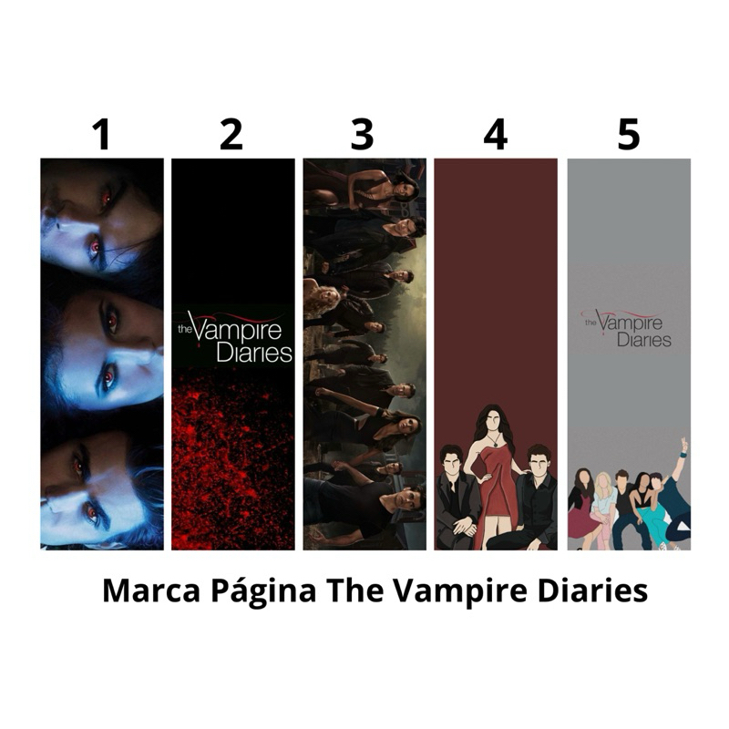 Marcador de páginas The Vampire Diaries (com ou sem Tassel e/ou Frente Verso) plastificado 16x5 cm - Marca Páginas Livro
