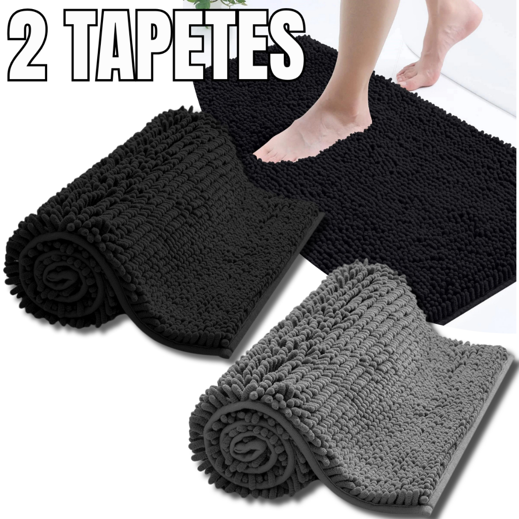Kit 1 ou 2 Tapete De Banheiro 40x60cm Antiderrapante Absorvente Bolinha Microfibra Macarrã...