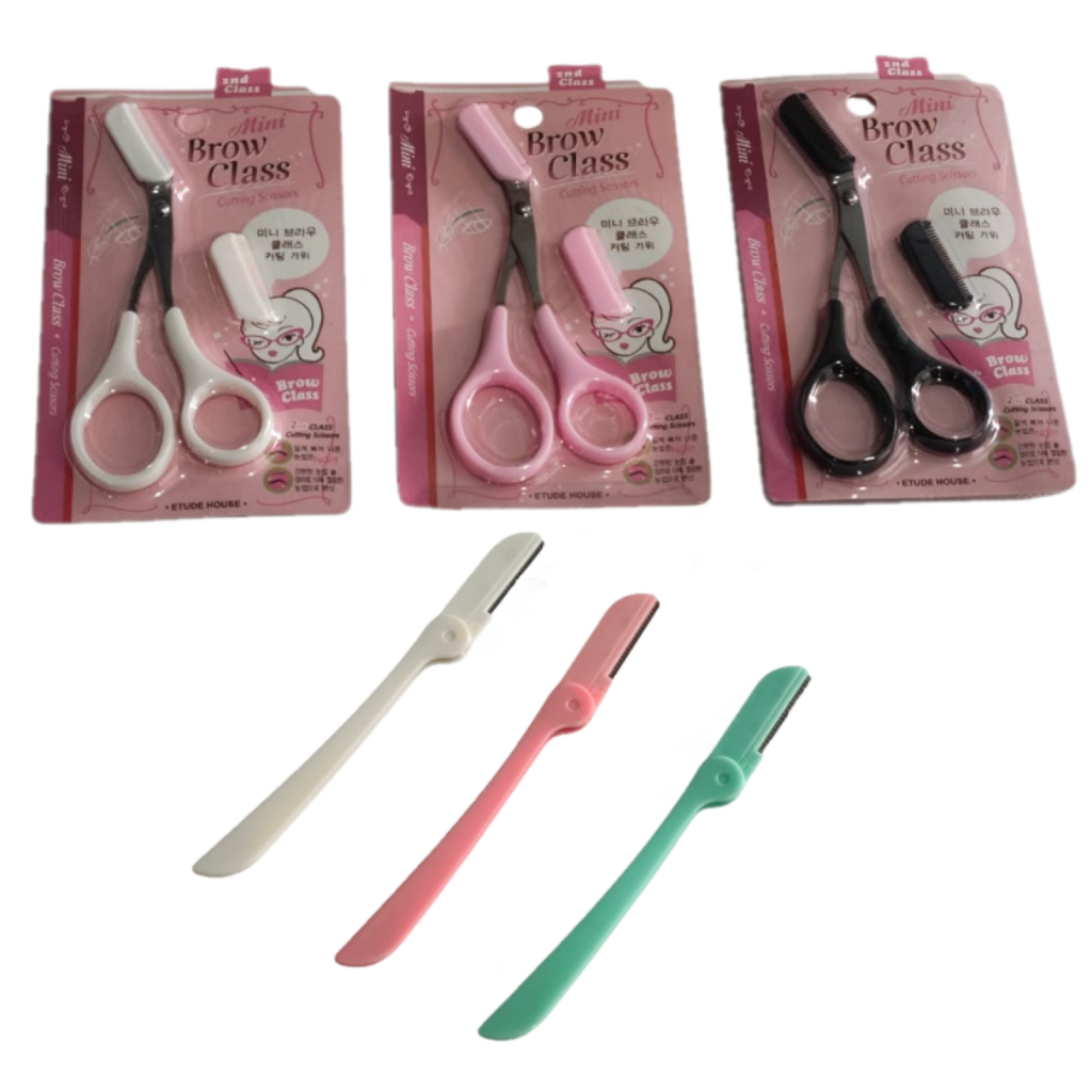 Kit Tesoura de Sobrancelha com Pente + Navalha Dobrável aparador em Oferta na Shopee