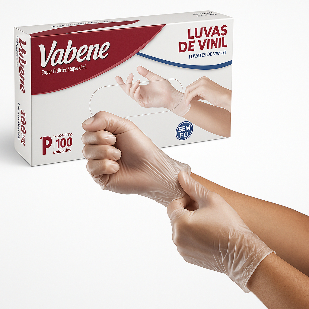 Luva de Vinil descartável SEM PÓ Caixa com 100un Antialérgica Uso Profissional em Oferta na Shopee