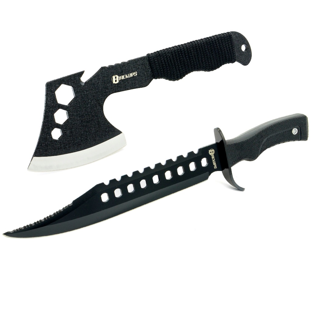 Machado Tático Viking Aço Militar Camping Sobrevivência K-A01+Facão Tático Camping Mato K-0521C