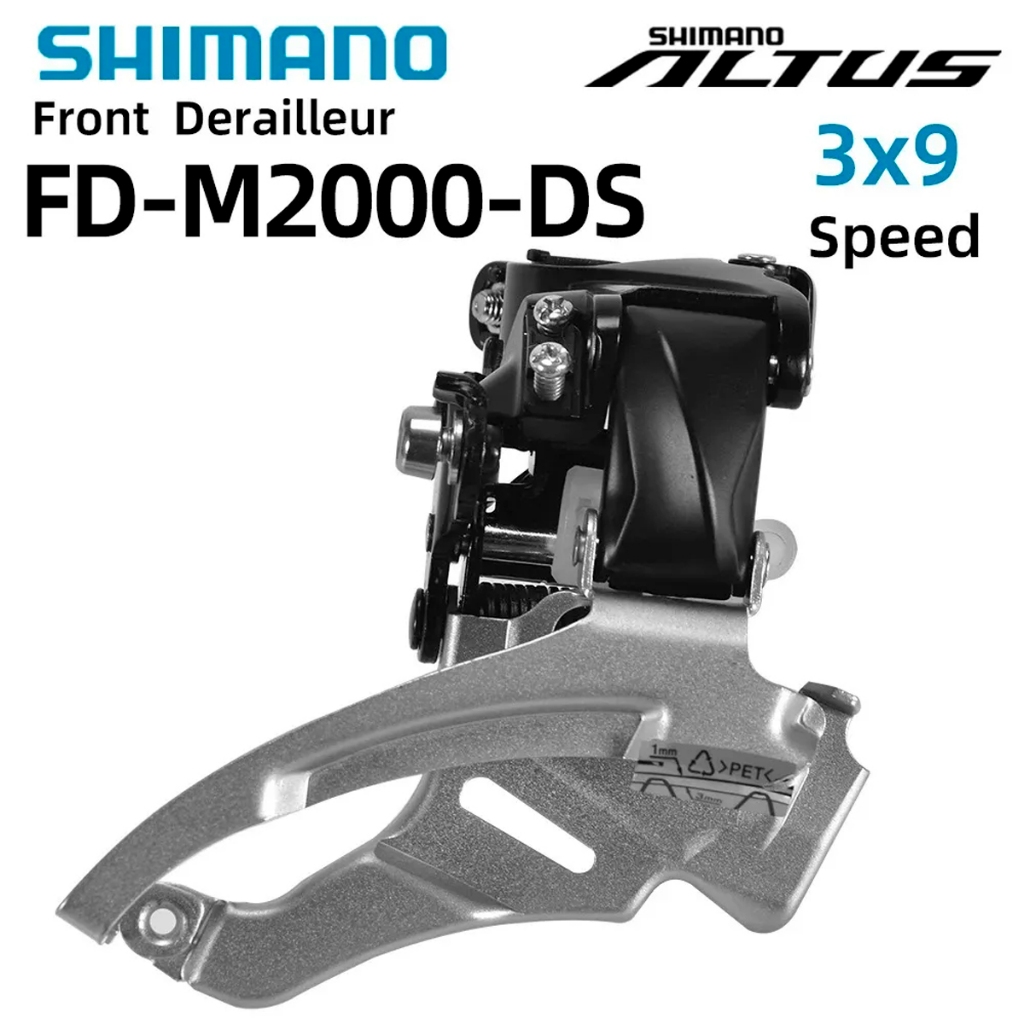 Câmbio Dianteiro Shimano Altus FD-M2000 9v Shimano Altus DS6 34.9mm Down Swing Abraçadeira Alta