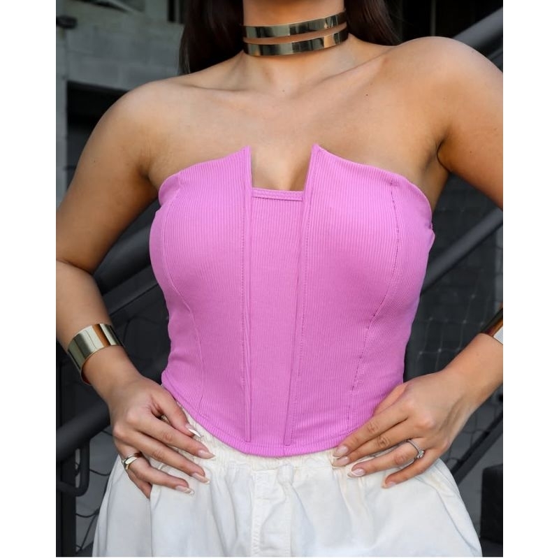 cropped feminino malha com bojo veste do 36 ao 40. em Oferta na Shopee