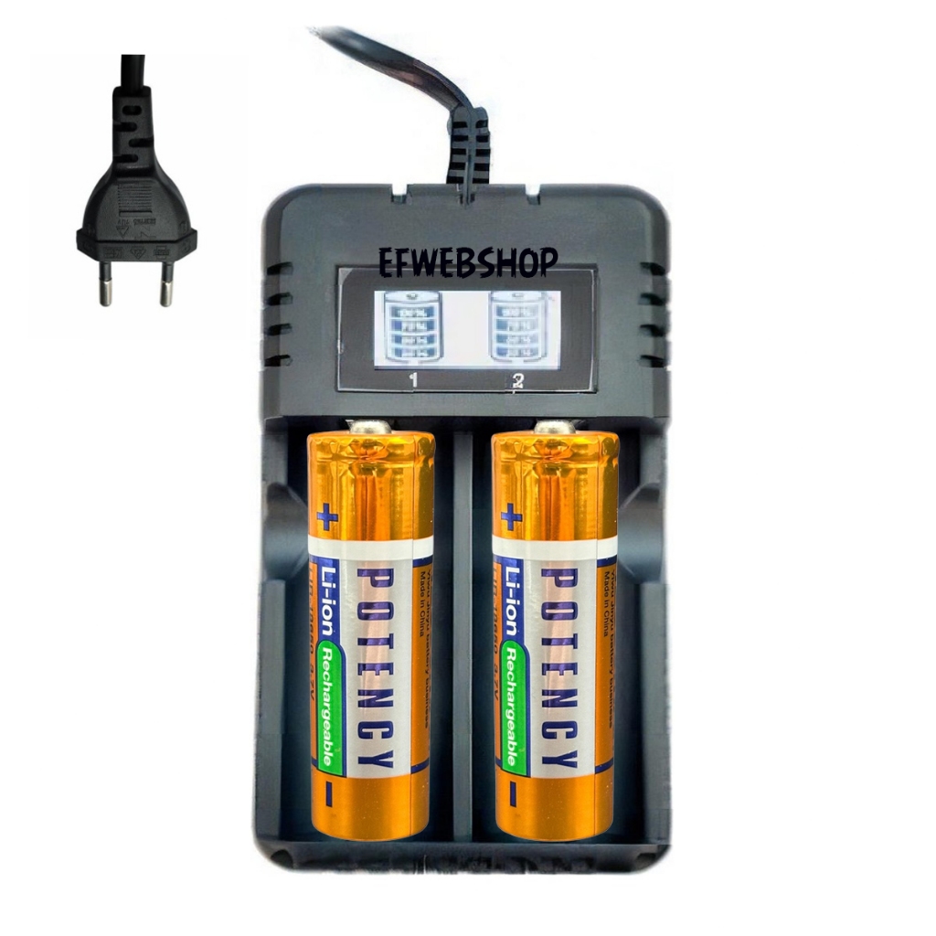 Carregador Bateria Duplo Visor 18650 4.2v Bivolt Baterias 12800mah Potency Lanterna Eletrônicos