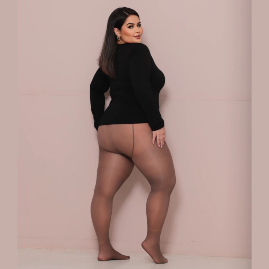 Detalhes do Meia Calça Plus Size Marrom Térmica Feminina Peluciada Inverno Quente Conforto