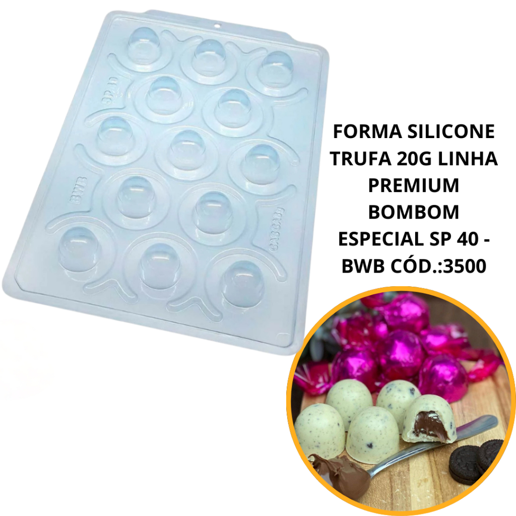NOVIDADE 1~4 FORMA SILICONE TRUFA 20g LINHA PREMIUM BOMBOM ESPECIAL SP 40 - BWB CÓD.:3500 (CHOCO) em Oferta na Shopee
