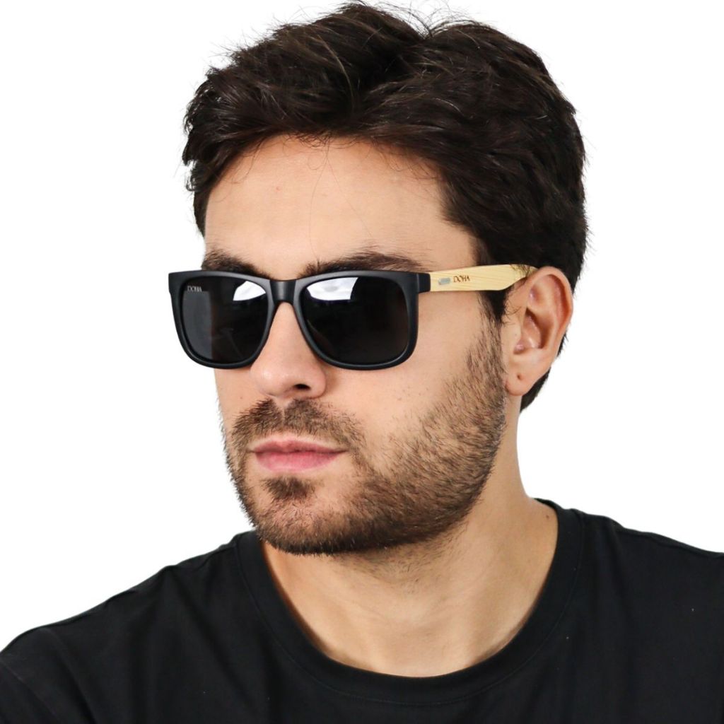 Óculos de Sol Escuro Quadrado Clássico Masculino com Lente Polarizada Proteção UV400 Maresias Doha