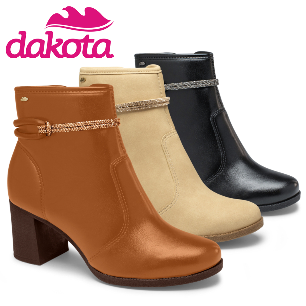 Bota Dakota Cano Curto Original feminina Coturno casual confortavel salto bloco conforto feminino