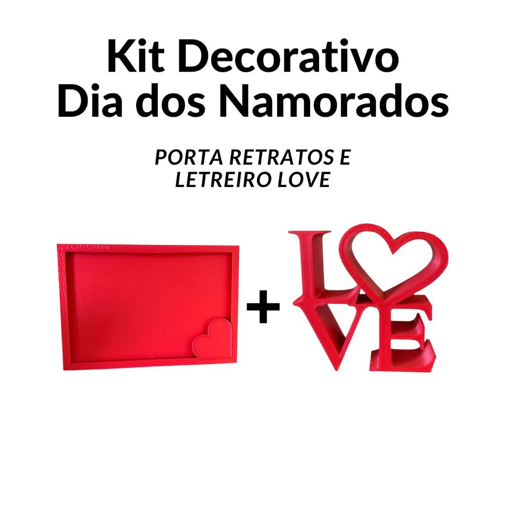 Kit Presente Decorativo Dia Dos Namorados-Porta Retrato e Letreiro Love