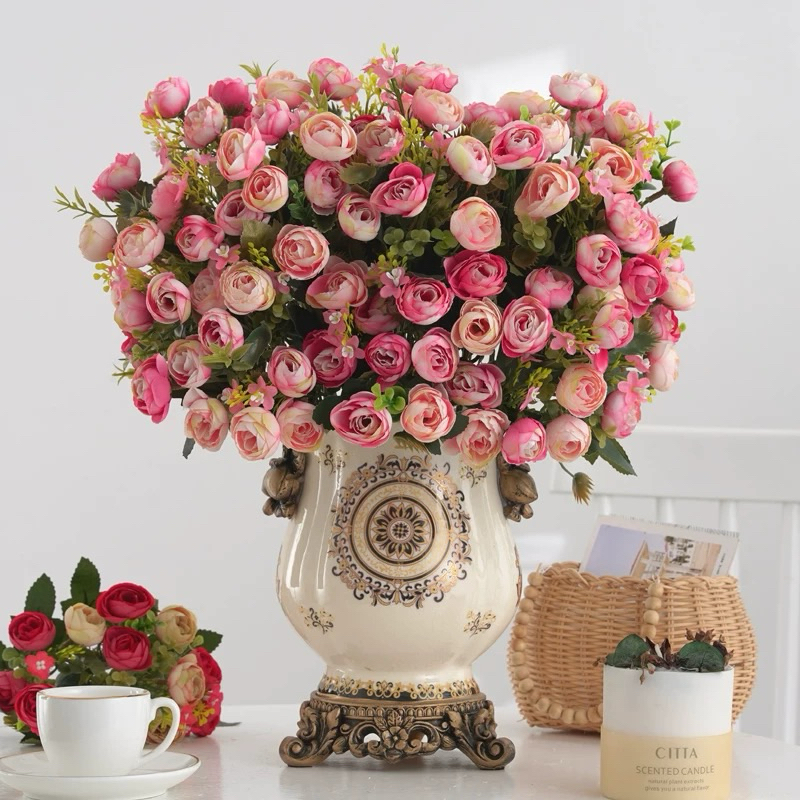 Buquês de Camélia 34cm Artificial Decoração de casa Decoração de mesa de sala de estar Decoração de parede de casamento