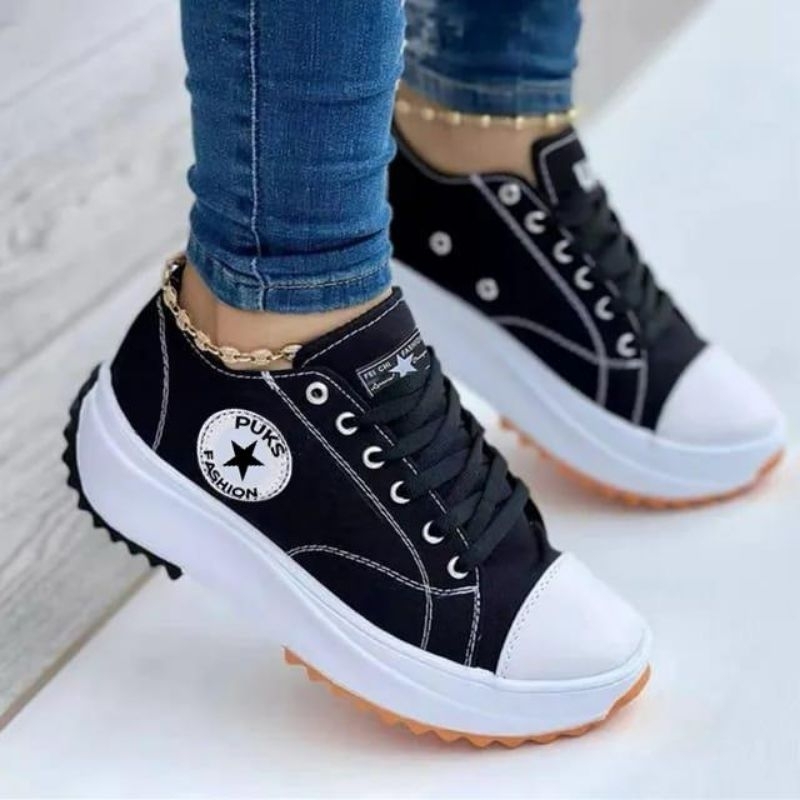 Tenis feminino plataforma para trabalho passeio e dia dia Casual 2.0 Rum em Oferta na Shopee