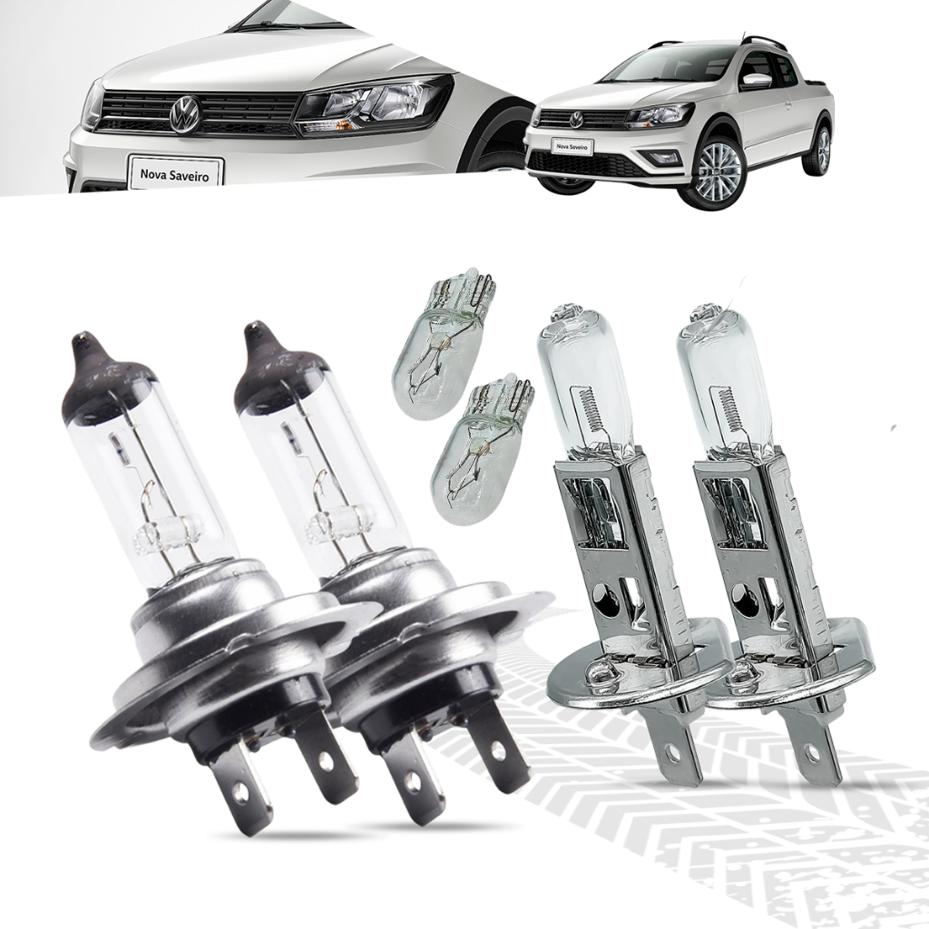 Kit 6 Lâmpadas Halógena Para Farol Foco Duplo Alto Baixo e Lanterna H1 H7 T10