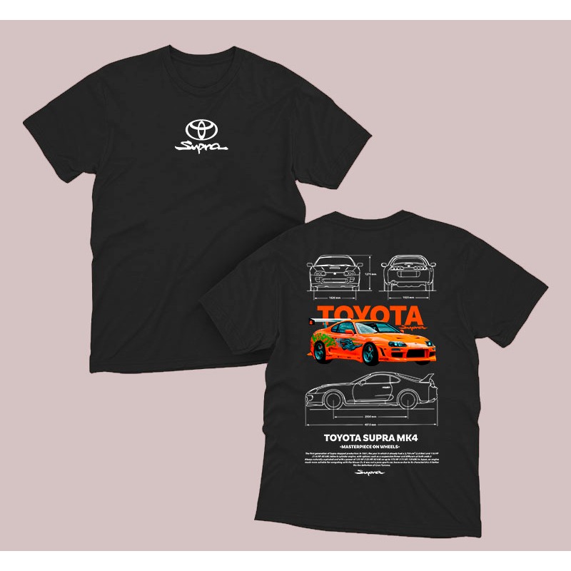Camiseta Frente e Costas Toyota Supra 100% Algodão Unissex