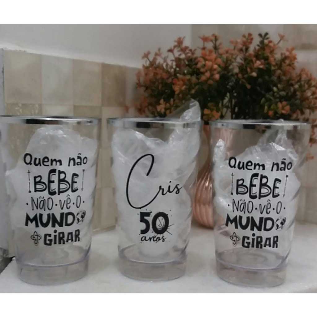 60 Copos Twister 500 Ml Personalizado Com Borda Metalizada
