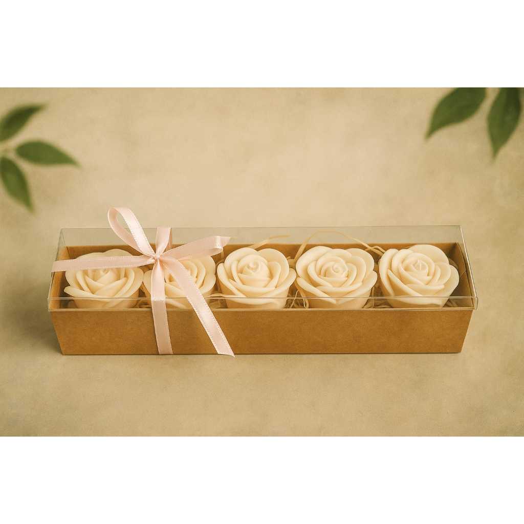 Kit de Vela Mini Rosas na Caixinha Kraft em Oferta na Shopee