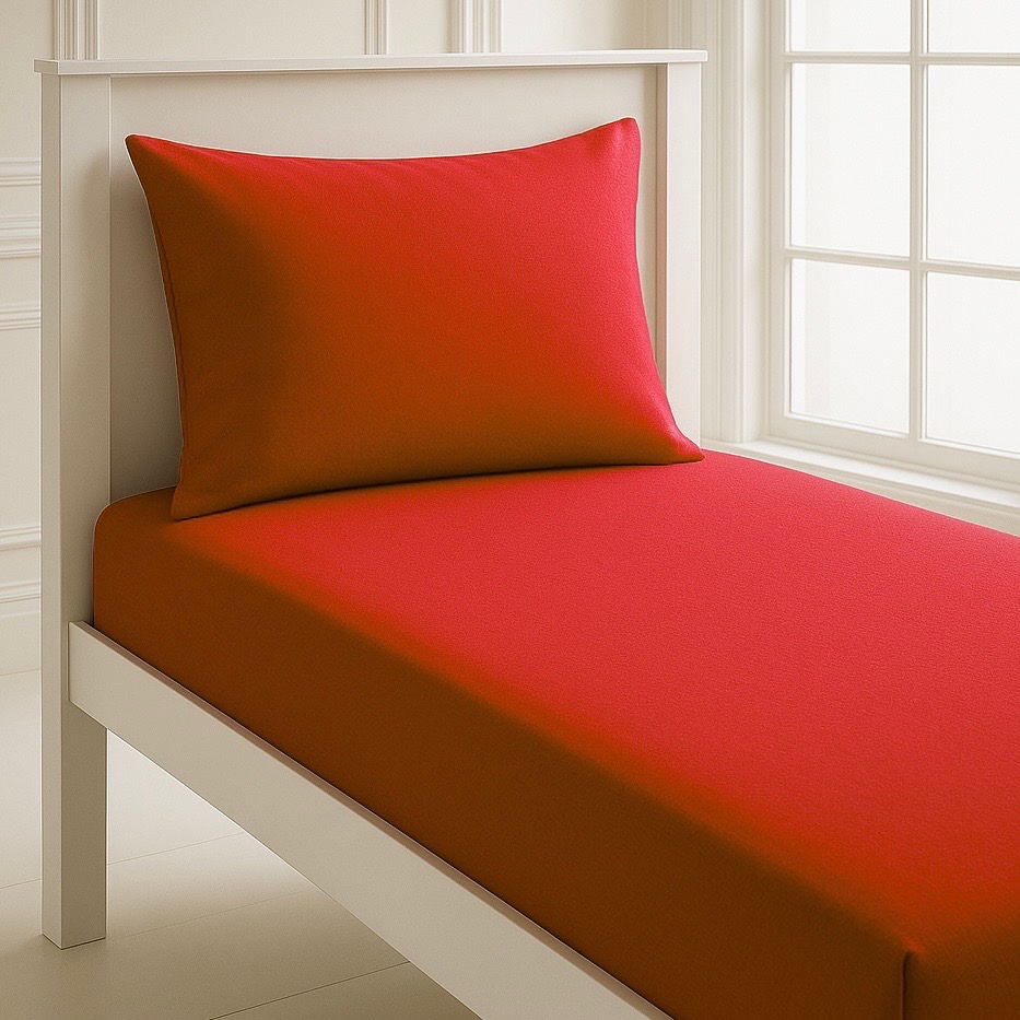 Jogo Lençol de Cama Solteiro 2 Peças Vermelha Microfibra Lisa com Elástico Promoção