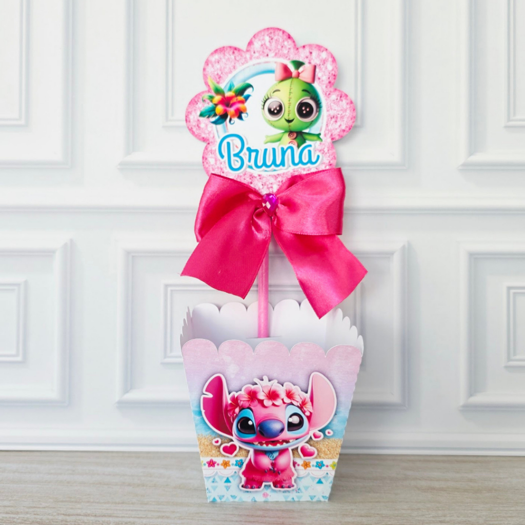 Centro de Mesa Stitch e Angel Enfeite de Mesa Personalizado para Festa Infantil Lembrancinha ( PEGUE E MONTE)