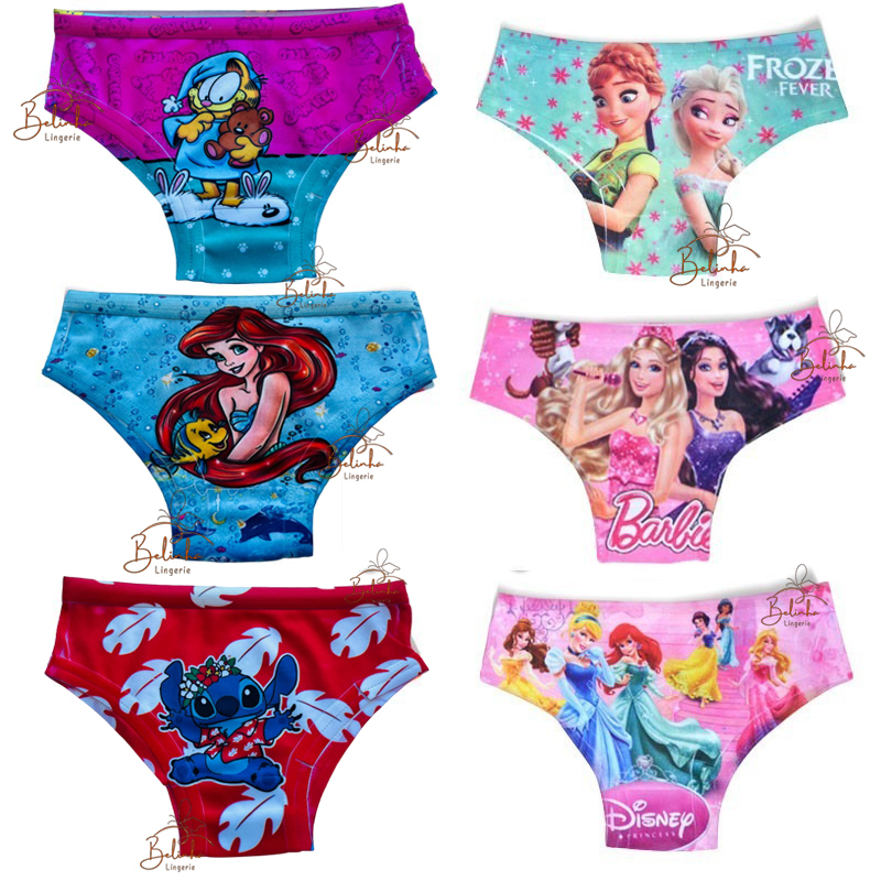 Calcinha infantil Sublimada kit 10 unidades em Oferta na Shopee
