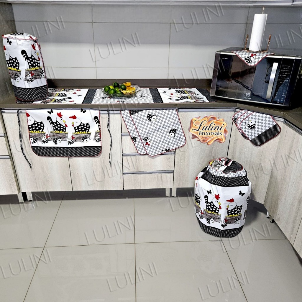 Jogo de Cozinha completo kit com 10 peças estampado - CASA E DECORAÇÃO