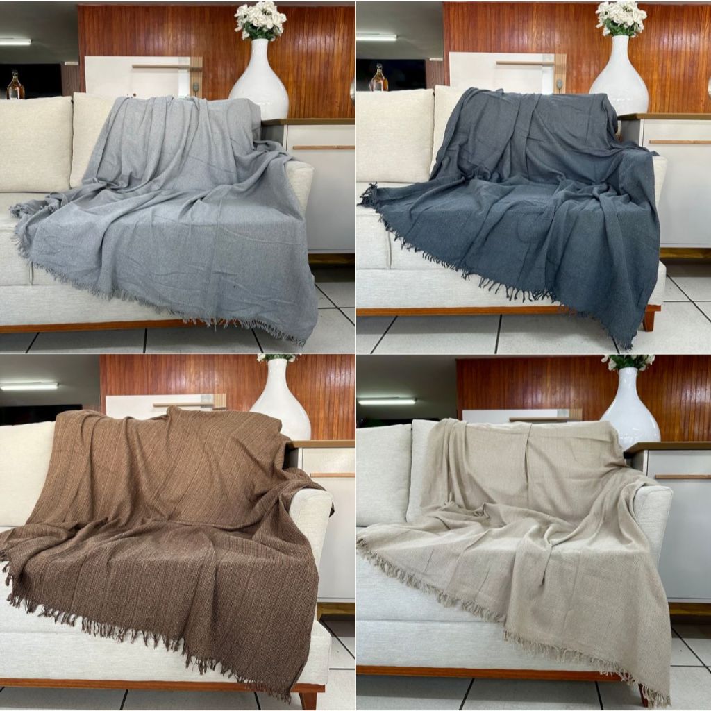 Kit 2x Manta Pra Sofá Super King Decoração 3,00 X 1,80 100% Algodão