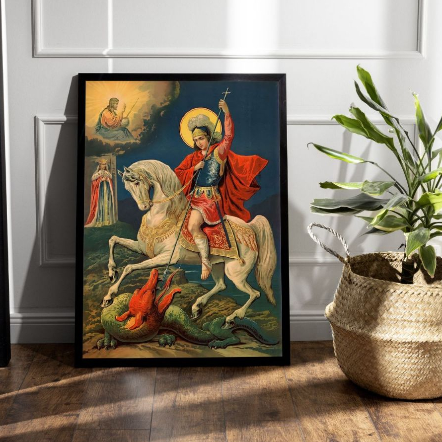 Quadro Decorativo Religioso Santo São Jorge 60x40