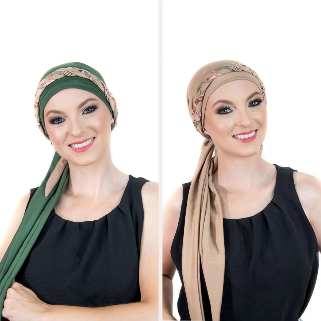 Kit 2 Turbantes Lenços Quimioterapia com 1 Tiara Acessório