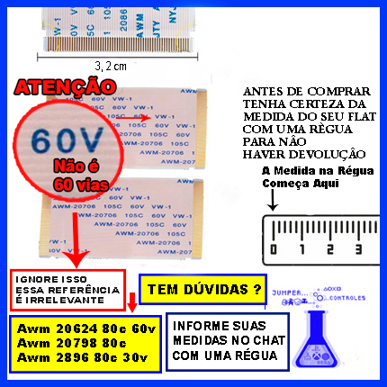 2 Cabos Flat 60 Vias 4,5cm Para Tcon Tv Aoc 43s5295/78g