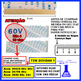 2 Cabos Flat 60 Vias X 10cm Para Tv Tcl 50p8m & Tv Philips 46pfl5508g/78 em Oferta na Shopee